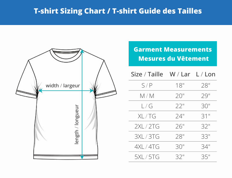 T-Shirt Merch Sizing Chart