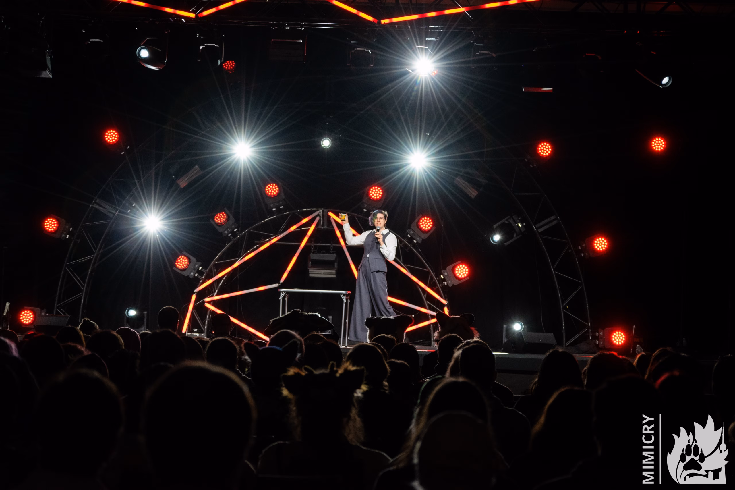 A performer presents their magis act at the 2026 Furnal Equinox Masquerade